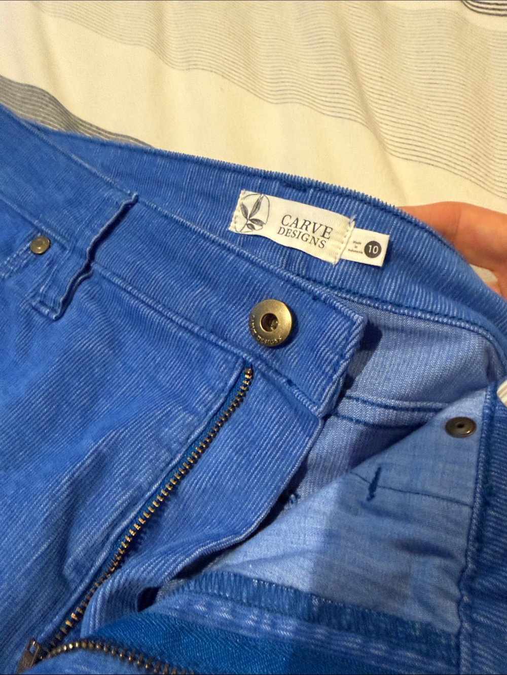 Carve Designs Bright Blue Corduroy Mid-Rise Shorts - Picture 4 of 5